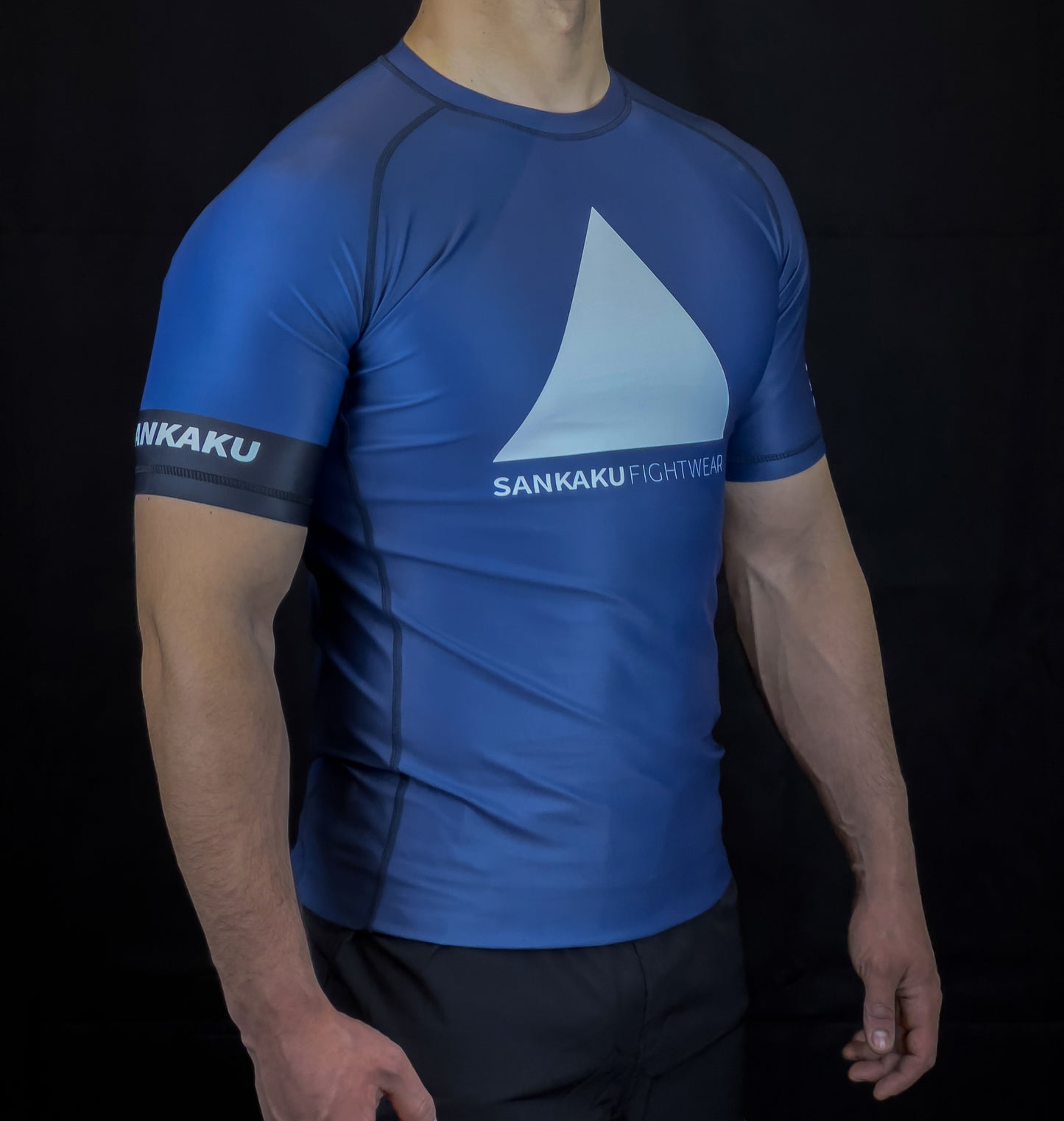 Blue Ranked Rashguard Sankaku Fightwear Short Sleeve