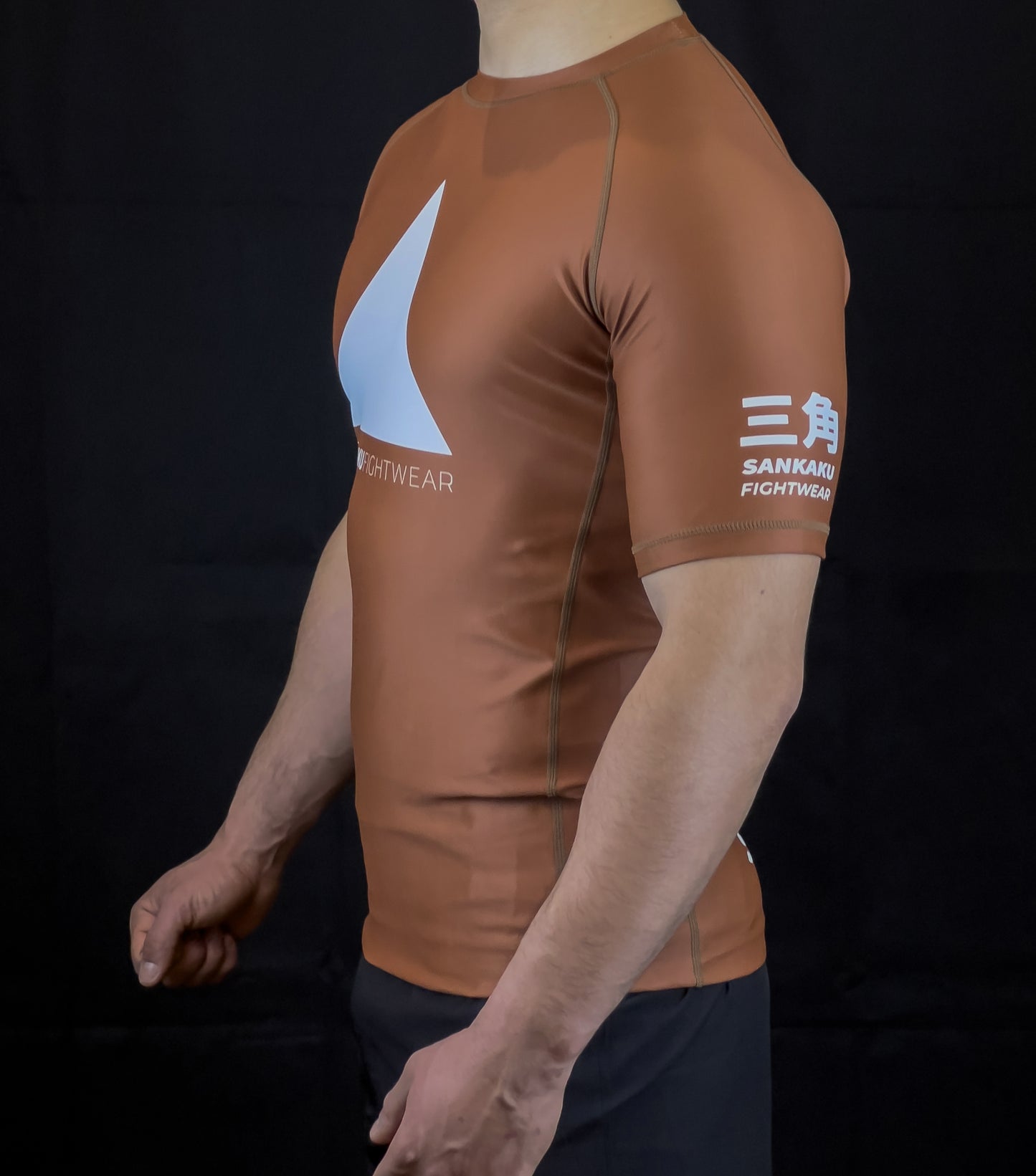 Brown Ranked Rashguard Sankaku Fightwear Short Sleeve