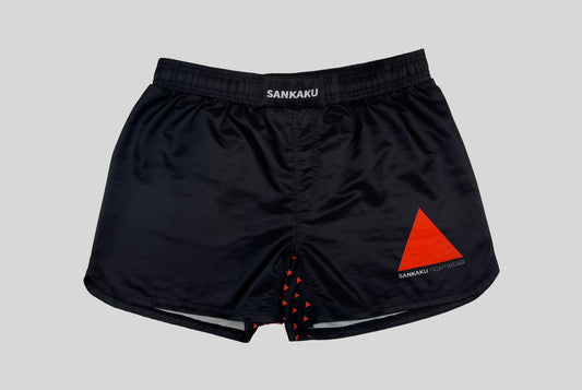 Combat Shorts Red on Black High Cut